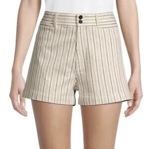Rebecca Taylor Beige Striped Twill High Rise Cotton Shorts 4 Small NWT